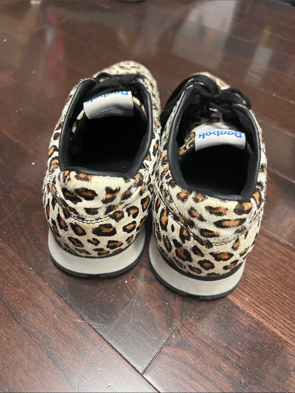 Reebok Leopard Print Lace-Up Sneakers - Black/Tan/White - Picture 4 of 6